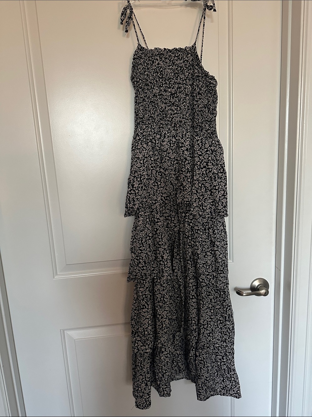 Chelsea & Violet Black and White Floral Smocked Sundress